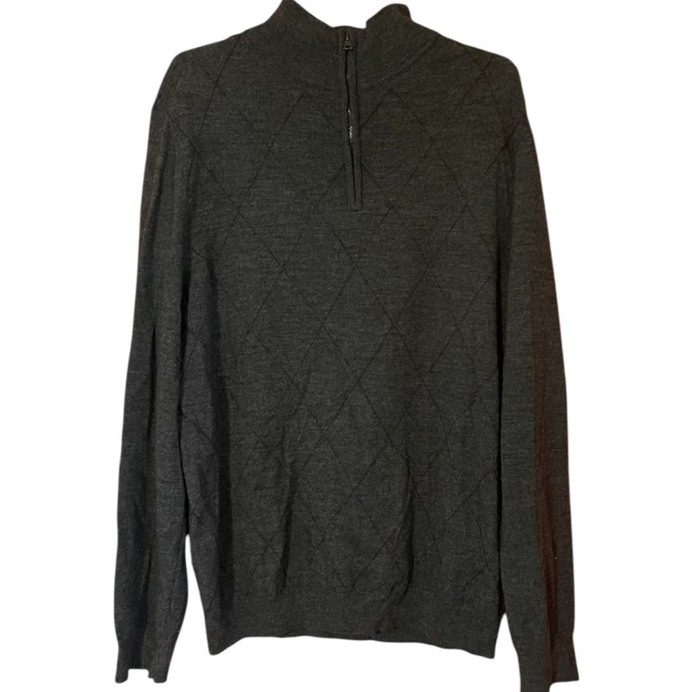 Banana Republic Men's Gray Half-Zip Sweater 100% Merino  Wool Size L